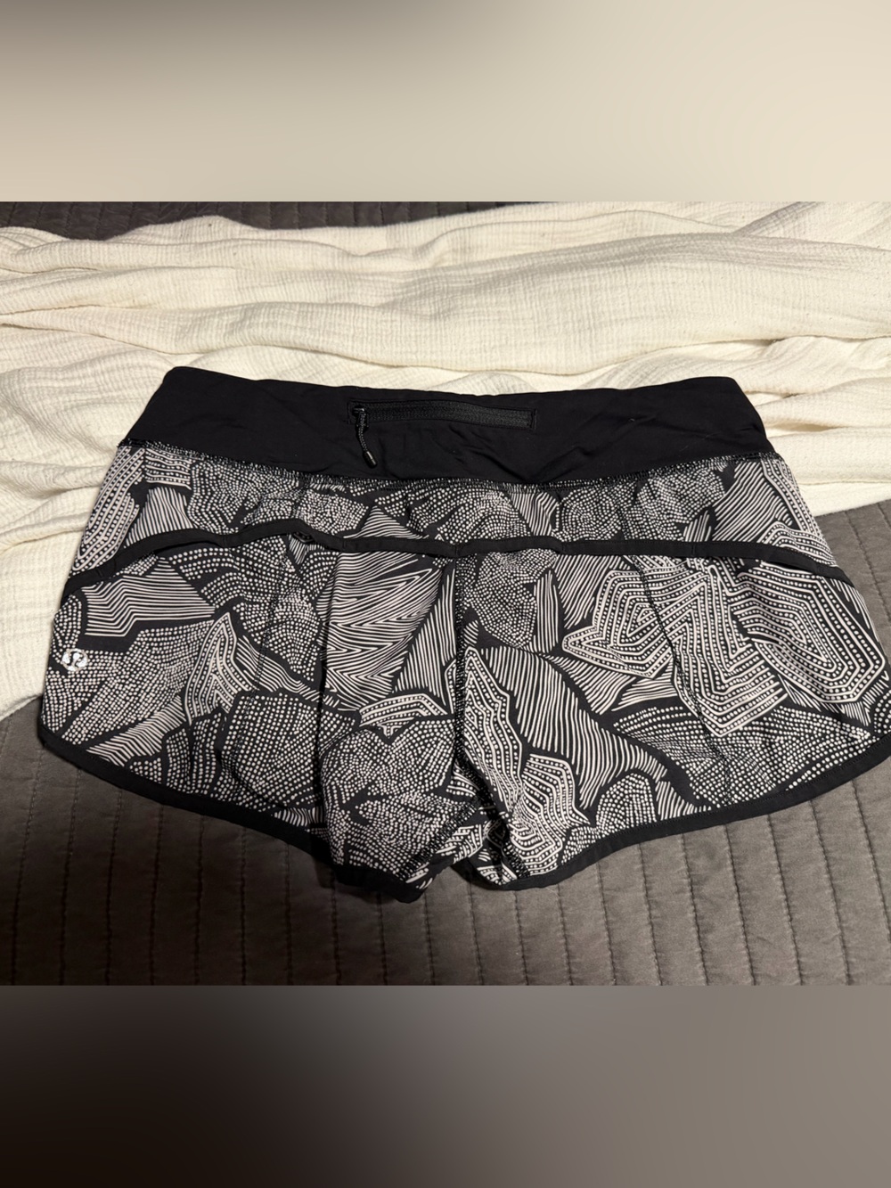 lululemon athletica Black & White Printed Running Shorts
